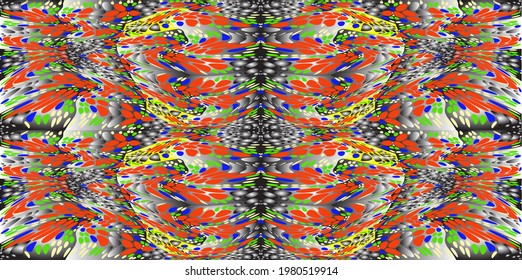 Patrón abstracto de círculos y formas rojas y azules sobre un fondo gris. Uso para el diseño y texturas.