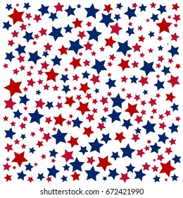 Abstract Pattern With Red And Blue Stars. Vector Art