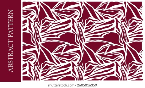Abstract Pattern in red with curved shapes, waves, irregular lines. Abstract background, graphic resource, design.