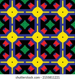 Abstract pattern with repeating colored geometric shapes