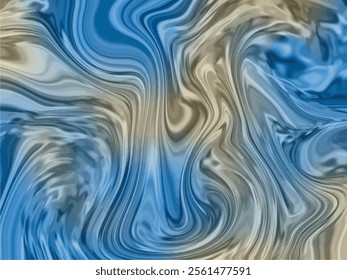 The abstract pattern resembles a mix of blue and beige fluids, creating a marble effect with swirling lines.