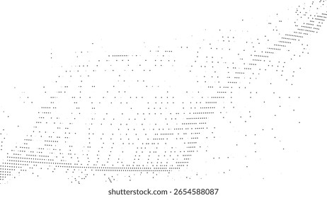 Padrão abstrato de pontos pretos espalhados em um fundo branco, criando uma textura visual dinâmica