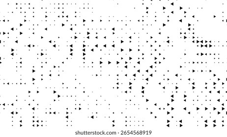 Abstract pattern of scattered black triangles of varying sizes on a white background