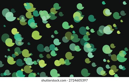 Padrão abstrato de semicírculos verdes dispersos em semicírculos de plano de fundo escuro