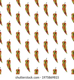 Abstract pattern seamless bright hot pepper made of multi-colored diamonds.