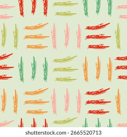 Padrão abstrato. Fundo de desenho à mão sem costura, textura com linhas, escotilhas, quadrados tecidos. Design sem fim em estilo moderno. Impressão repetitiva para têxtil, tecido, papel de parede. Ilustração de vetor plano