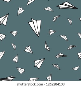 Abstract  pattern seamless. Memphis style. paper airplane