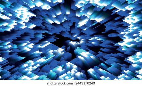 Abstract pattern, seamless mosaic background. Abstract technology background consisting of glowing blocks. Sci-fi or hi-tech background. Vector illustration