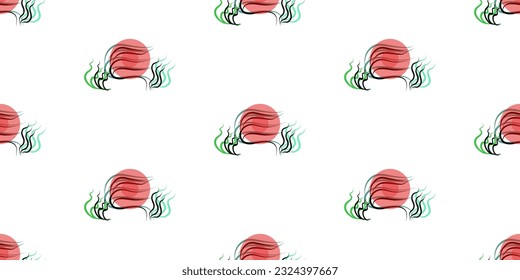 Abstract pattern seamless on white background of sunset for fabric pattern, wallpaper, wrapping paper, textile, clothing, scarf.