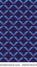 Abstract pattern seamless stripe gradient blue to purple V chevron on dark purple background