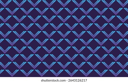 Abstract pattern seamless stripe gradient blue to purple V chevron on dark purple background