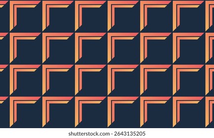 Abstract pattern seamless stripe gradient orange square on dark blue background