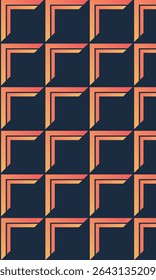Abstract pattern seamless stripe gradient orange square on dark blue background