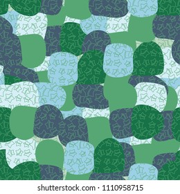 Abstract pattern. Seamless texture from large multi-colored spots. Camouflage. A network of five-pointed stars that are divided in half.