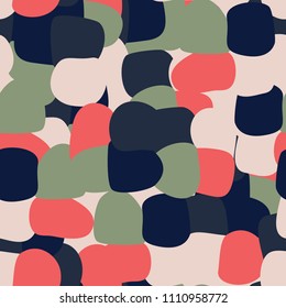 Abstract pattern. Seamless texture from large multi-colored spots. Camouflage.