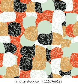 Abstract pattern. Seamless texture from large multi-colored spots. Camouflage. A network made up of groups of seven-pointed stars.