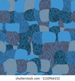 Abstract pattern. Seamless texture from large multi-colored spots. Camouflage. A network made up of groups of seven-pointed stars.