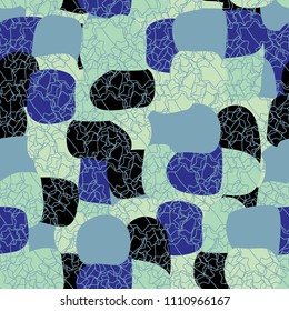 Abstract pattern. Seamless texture from large multi-colored spots. Camouflage. A network made up of groups of seven-pointed stars.