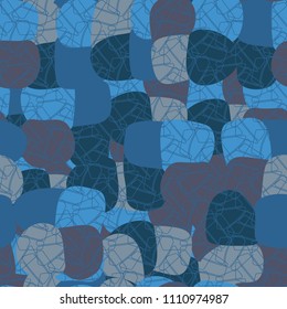 Abstract pattern. Seamless texture from large multi-colored spots. Camouflage. A network composed of broken pentagons.