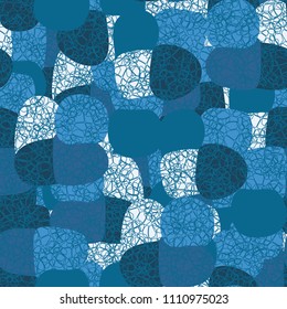 Abstract pattern. Seamless texture from large multi-colored spots. Camouflage. Dense network consisting of many rounded figures.