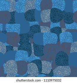 Abstract pattern. Seamless texture from large multi-colored spots. Camouflage. Dense network consisting of many rounded figures.
