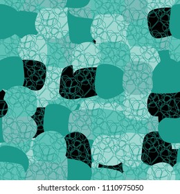 Abstract pattern. Seamless texture from large multi-colored spots. Camouflage. Rounded figures are arranged in a dense network.