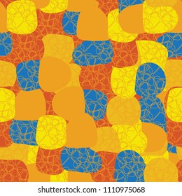 Abstract pattern. Seamless texture from large multi-colored spots. Camouflage. Rounded figures are arranged in a dense network.