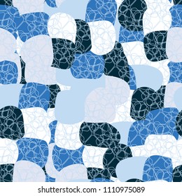 Abstract pattern. Seamless texture from large multi-colored spots. Camouflage. Rounded figures are arranged in a dense network.