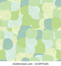 Abstract pattern. Seamless texture from large multi-colored spots. Camouflage. Rounded figures are arranged in a dense network.