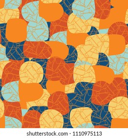 Abstract pattern. Seamless texture from large multi-colored spots. Camouflage. A network composed of broken pentagons.