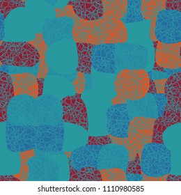 Abstract pattern. Seamless texture from large multi-colored spots. Camouflage. Dense network consisting of many rounded figures.