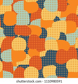 Abstract pattern. Seamless texture from large multi-colored spots. Camouflage. Network of small squares.