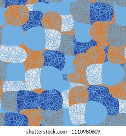 Abstract pattern. Seamless texture from large multi-colored spots. Camouflage. Dense network consisting of many rounded figures.