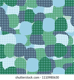 Abstract pattern. Seamless texture from large multi-colored spots. Camouflage. Network of small squares.