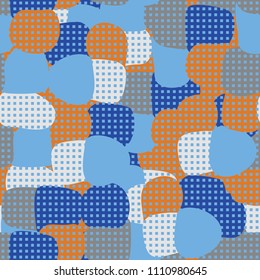 Abstract pattern. Seamless texture from large multi-colored spots. Camouflage. Network of small squares.