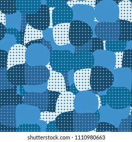 Abstract pattern. Seamless texture from large multi-colored spots. Camouflage. Network of small squares.
