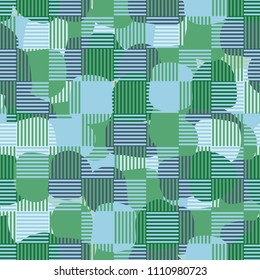 Abstract pattern. Seamless texture from large multi-colored spots. Camouflage. Chess network of striped squares.