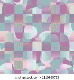 Abstract pattern. Seamless texture from large multi-colored spots. Camouflage. Chess network of striped squares.