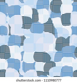 Abstract pattern. Seamless texture from large multi-colored spots. Camouflage. Chess network of striped squares.