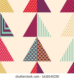 Abstract pattern seamless triangle with various textures. Trendy vector illustration.