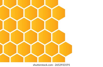 Abstract pattern seamless yellow hexagon honeycombs with negative space on white background
