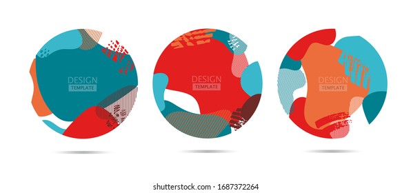 Abstract pattern. Seasonal sale banner. Trend background. Social media story templates. Bright colored with hand drawn scribbles  Birthday party or anniversary invitation. Pattern background set.