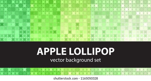 Abstract pattern set Apple Lollipop. Vector seamless backgrounds