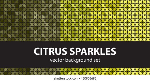 Abstract pattern set "Citrus Sparkles". Vector seamless backgrounds