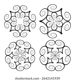 Abstract pattern set. Decorative geometric shapes. Elegant swirl design. Ornamental Vector collection.