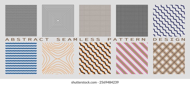 abstract pattern set with six unique geometric seamless designs