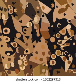 Abstract pattern with shapes and hearts