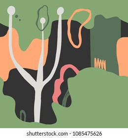 Abstract Pattern with shapes, lines, spots, imprints, dots . Artistic seamless background. Ready design ideas for for poster, trendy card, invitation, placard, brochure, flyer, presentation and more.
