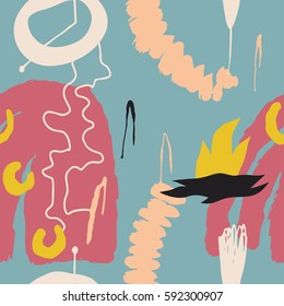 Abstract Pattern with shapes, lines, spots, imprints, dots . Artistic seamless background. Ready design ideas for for poster, trendy card, invitation, placard, brochure, flyer, presentation and more.