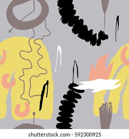 Abstract Pattern with shapes, lines, spots, imprints, dots . Artistic seamless background. Ready design ideas for for poster, trendy card, invitation, placard, brochure, flyer, presentation and more.